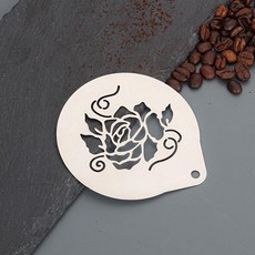 커피아트 라떼아트틀 스텐실 커피용품 모양내기 케이크, 1개, 6. 프래그런트 로즈