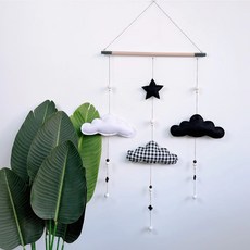 흑백모빌 벽모빌 블랙&화이트 클라우드 모빌 아이방꾸미기 아기방인테리어 우드모빌 행잉모빌 아기방 인테리어