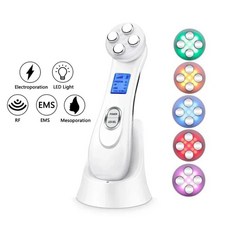 페이셜 전기천공 광자 미용 장치 리프팅 강화 기계 스킨 케어 미세 전류 주름 방지, 색상: 5. White-With Box