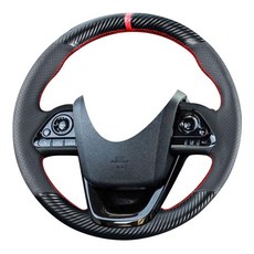 Kivnto DIY 스티칭 탄소 섬유 스티어링 휠 커버 토요타 프리우스 해치백 2017 2018 2019 2020 2021 / 프리우스 프라임 해치백 2017-2022 38.1