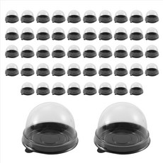 50 팩 미니 컵 케이크 용기 머핀 Muffin Mooncake 디저트 치즈 생과자를위한 돔 뚜껑이있는 투명 플라스틱 케이크 상자