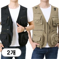 차쿠 1+1(2개) 남성 멀티포켓 아웃도어 조끼 베스트 작업조끼 등상조끼 택배조끼 캠핑조끼 낚시조끼