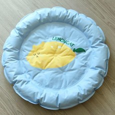 寵物冰墊 涼感冰窩 降溫 貓狗夏季睡墊, 1個, 圓形涼感冰窩(藍色小黃貓),S-小型(建議15斤以內)