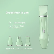 2025 새로 업그레이드 된 가정용 애완 동물 면도기 4 In 1 애완 동물 전기 헤어 트리머 개 고양이 손질 클, 01 Green Four in One