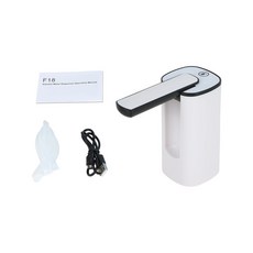 現貨電動桶裝水純淨水自動吸水器礦泉桶裝水取水器家用摺疊抽水器, 1個, 1L, F18白色【一鍵抽水+便攜摺疊】:中文包裝【1200mAh】