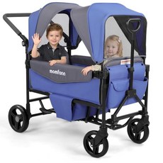 Stroller Wagon for 2 Kids All-Terrain with Foldable Adjustable Double Push Pull Handle Large St, Stroller Wagon for 2 Kids, All