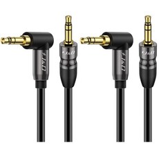 JD 18 스테레오 케이블 3.5mm 연장 더블 남성 오디오 보조 잭에서 잭 90도 우측 각도 휴대폰 태블릿 MP3 플레이어 및 기타 모든 기기용 10피트, 10 Feet (Pack of 2)