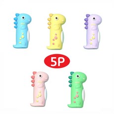 공룡 실리콘 캐릭터 연필보호캡 5P세트, 5개, 그린, 핑크, 블루, 퍼플, 옐로우