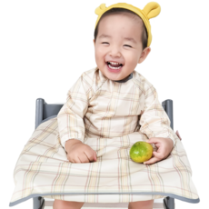 벨베이비 아동용 자기주도 이유식 긴팔 완전커버 턱받이 라지, 1개, (리뉴얼)베이지 체크, 1개입