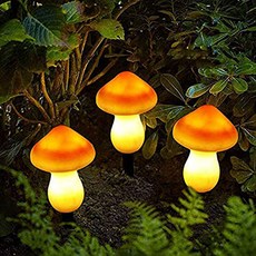 KELAKE 태양광 정원등 LED 버섯등 잔디등 화단 꾸미기 태양열 정원등 (여러 개 구매하면 더 예쁘고), Yellow Light