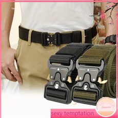 6色中性軍事戰術腰帶 - 磁性快速釋放扣可調節尼龍錶帶，適合戶外訓練/遠足/休閒, 黑色,約 120, 1個