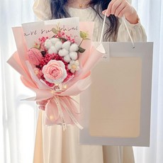 졸업식 꽃다발 오리인형 장미플라워 입학식 부케, 핑크로즈