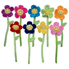 시우리빙 스마일 플라워 철사 봉제인형 9p 세트, 색상별, 1세트, 32cm