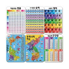 제사오스토어 유아학습 벽그림 6종세트 3단계 한글배우기 곱셈표 방인테리어 유치원교재