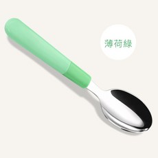 幼兒園兒童湯匙 304不鏽鋼 舒適把頭 嬰兒勺子 寶寶專用餐具, 薄荷綠, 1個