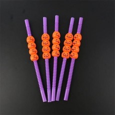 5Pcs 할로윈 빨대 홈 파티 장식 휴일 바 해골호박, 2)purple and orange