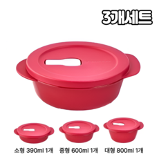 타파웨어 정품 전자렌지용기 밀폐용기 찜기, 3개, 레드