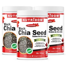뉴트리돔 캐나다 유기농 블랙 치아씨드 453g Organic Black Chia Seed 1LB, 3개