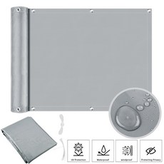 발코니 프라이버시 스크린 커버 베란다 데크용 방수 방풍 실드 야외 뒷마당 파티오 테라스 펜싱 차양 그물, 1. Grey