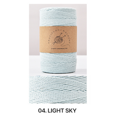 1.0mm 200m 순면 꼰사 마크라메 실 팔찌실 가방실 매듭끈 순면실 면실 뜨개실, 1개, 04. Light Sky
