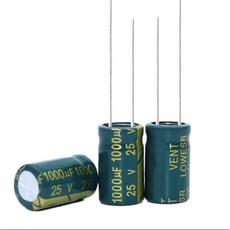 전기 고주파 전해 콘덴서 1000uF 25V 25V1000UF 10x20mm, 12392129 콘덴서 마이크 1000µF 25V 전