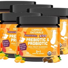 라마네츄럴스 프리바이오틱 앤 프로바이오틱 피치 망고맛 구미 Llama Naturals Probiotic Prebiotic, 5개, 60정