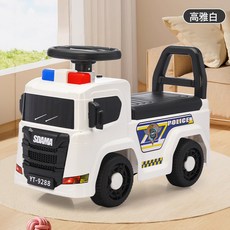 DIU 兒童滑行車男女寶寶消防車滑滑扭扭車1-3歲寶寶玩具車可坐人警車, 1個, 高雅白+音樂燈光:如圖