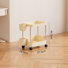 好物推薦 置物架 收納架 收納櫃 書本小推車置物架書房宿捨學生課本收納家用客廳零食多層收納架子, 奶油黃【1+1+2掛籃】, 1個