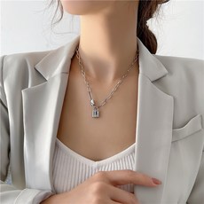 하나린 써지컬스틸 여성패션목걸이 자물쇠 목걸이