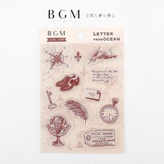 莫莫日貨 BGM水晶印章懷舊系列 透明印章組 - 信件主題 日本進口手帳裝飾印章, 1個