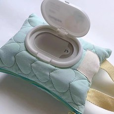 물티슈 케이스 디스펜서 천 파우치 패브릭 커버 보관함 가방 휴대용 차량용 휴지 누빔 하트, 1개, 퍼플