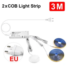 스마트 침투 가능한 목재 COB LED 스트립 터치 센서 빛 320Leds/m 따뜻한/중립 흰색 병렬 조명 주방 백라이, 01 Warm White, 36 2 Led Strip-3M-EU