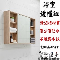 浴淋軍 木紋發泡板浴室鏡櫃 寬100cm 防水防潮 收納, 1個