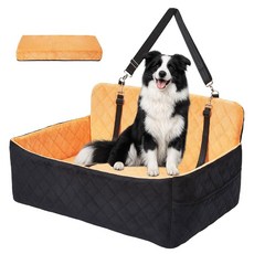 SUNNYFURN 최대 24 9KG 55파운드 대형견을 강아지 메모리 폼이 위한 카시트, Black&Light Brown