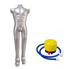 批發價充氣全身男女模特假人道具影視醫學仿真人體模型服裝展示拍照工具, 無頭無手男模+1個腳踩充氣筒