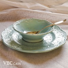 VBC CASA 義大利 蕾絲系列 單人餐碗3件組, 蒂芬妮綠, 1個, 餐碗