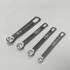 마이크로 계량스푼 소형 미니 스쿱 파우더 실험실 스틸 4개 세트 링 버클 포함, 소형 10cm 0.1g 소금