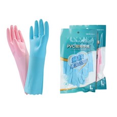 CHANHUA 柔韌靈活 PVC 家用清潔手套 L尺寸 32cm 適合掌寬9-9.5cm, C78013-顏色隨機, 1個