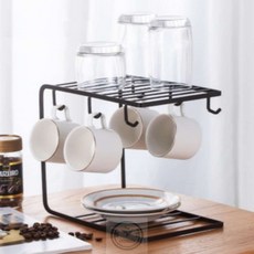 달콤한잡화점 주방 철재 컵걸이&그릇선반 식기건조대 주방그릇수납, one, 1개