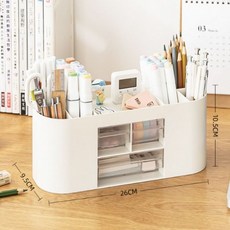 연필꽂이 펜꽂이 서랍 색연필 볼펜 꽂이 연필통 필기구 정리함 데스크오거나이저 (Araium), 03 A.화이트