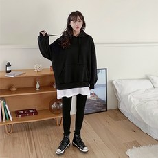 假2件刷毛帽T套裝