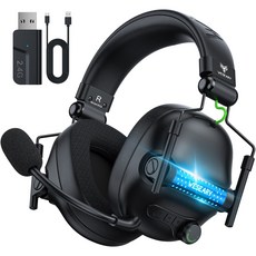 WESEARY WG2 가상 7.1 게이밍 헤드셋 PS4 PS5 2.4G 무선 헤드폰 노이즈 캔슬링 마이크, 가상7.1 블랙