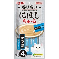 CIAO 貓咪肉泥 香味煮干 瀨戶內海產煮乾高湯 鮪魚乾 14g, 4個