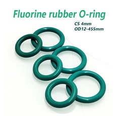 FKM 두께 고무 4mm 녹색 내알칼리성 씰링 내산성 O링 CS 개스킷 455mm 불소 내유성 OD12, OD280mm CS4mm, 1개