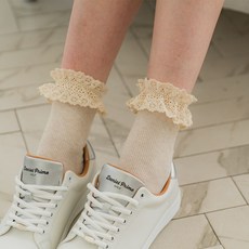 토션 레이스양말, 베이지, 1개