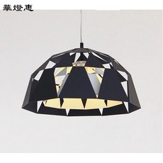 華燈惠 幾何向量LED餐廳吊燈 北歐風時尚設計 高度可調整 經典黑色款, 黑色, 黑色