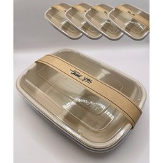 NEW 리어스팩 펄프 2칸 일회용 도시락 용기+ 땡큐 띠지, 1세트, 5개