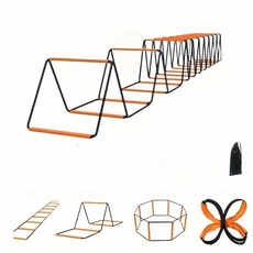 다용도 스피드 사다리 민첩 사다리 훈련용 접이식 뜀틀 허들걸이 웨이트 트레이닝기구 호이스트+수납가방, 9.6m(24구)