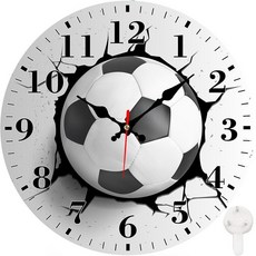 Identiy 원형 벽시계 무소음 배터리 작동 블루밍 해바라기 밭 30.5cm(12인치) 논틱 읽기 쉬운 디스플레이 원형 아날로그 벽시계 사무실 침실 거실 및 주방용 장식, 축구공 브레이크