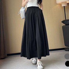 미디스커트 데일리룩 A라인 밴딩 무지 스커트 치마 여름 캐주얼 하객룩